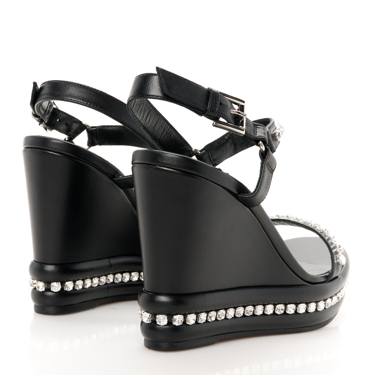 Christian Louboutin Nappa Crystal Pyrastrass 110 Wedge Sandals 37 Black 5 of 10