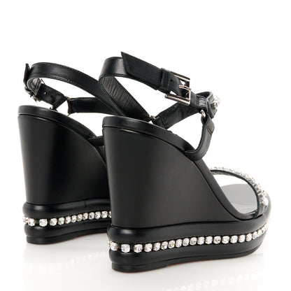 Christian Louboutin Nappa Crystal Pyrastrass 110 Wedge Sandals 37 Black 5 of 10