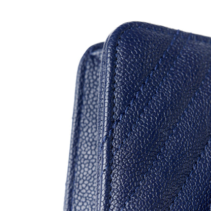 Chanel Goatskin Chevron Quilted Statement Wallet On Chain WOC Navy 12 of 13