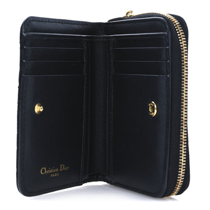 Christian Dior Grained Calfskin Supple Cannage Caro Scarlet Zipped Wallet Black 5 of 12