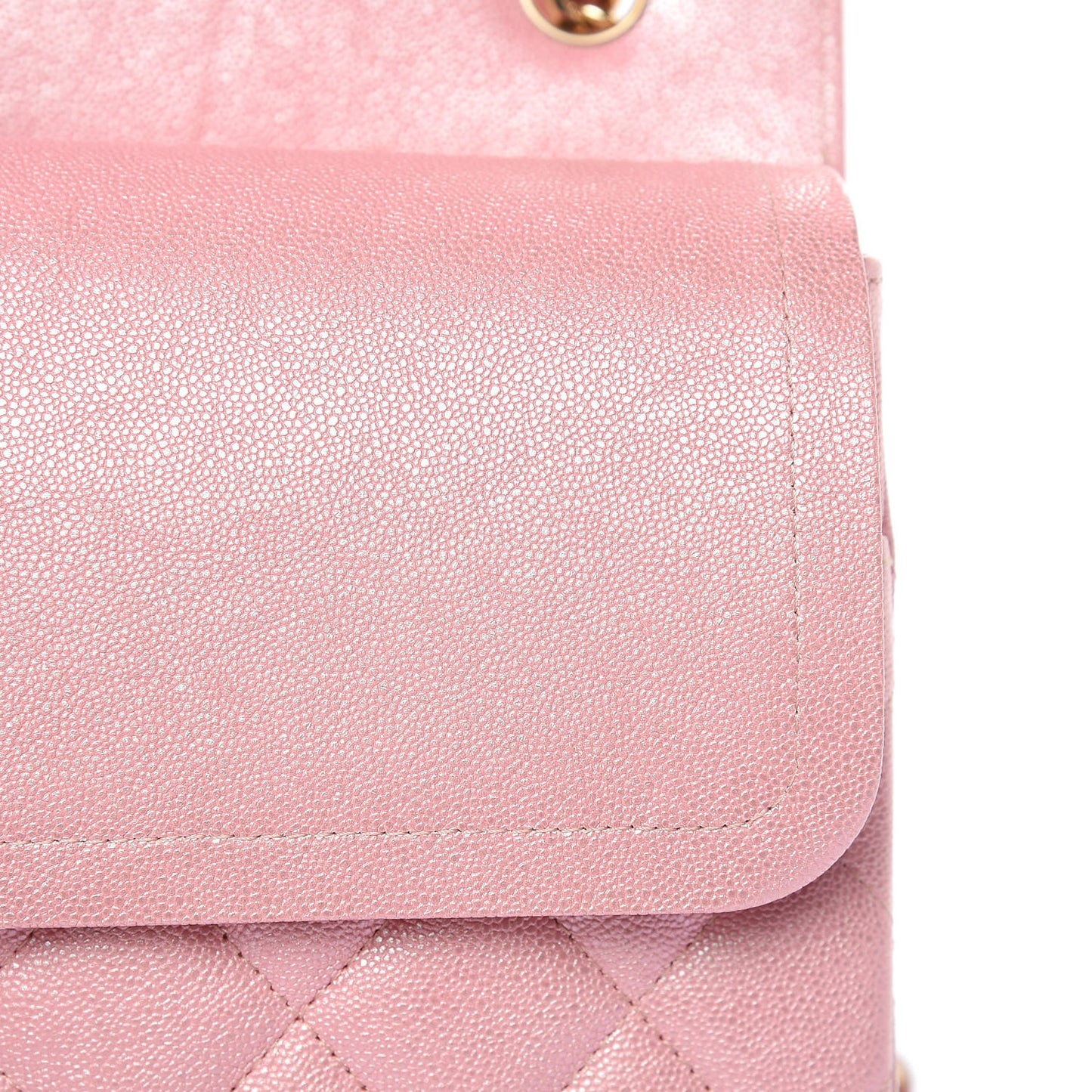 Iridescent Caviar Quilted Jumbo Double Flap Rose Pink