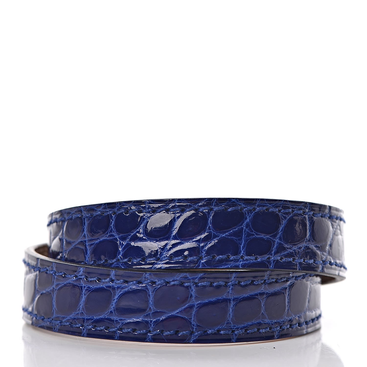Hermes Shiny Alligator Kelly Double Tour Bracelet T1 Bleu Electrique 3 of 6
