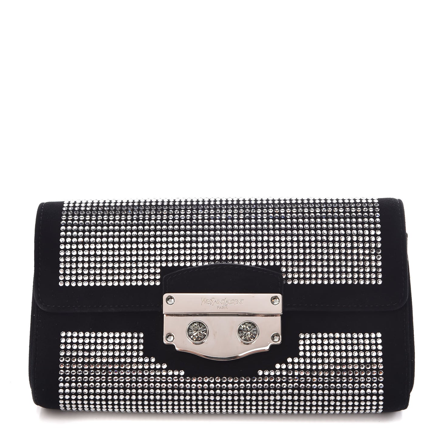 Suede Crystal Clutch Black