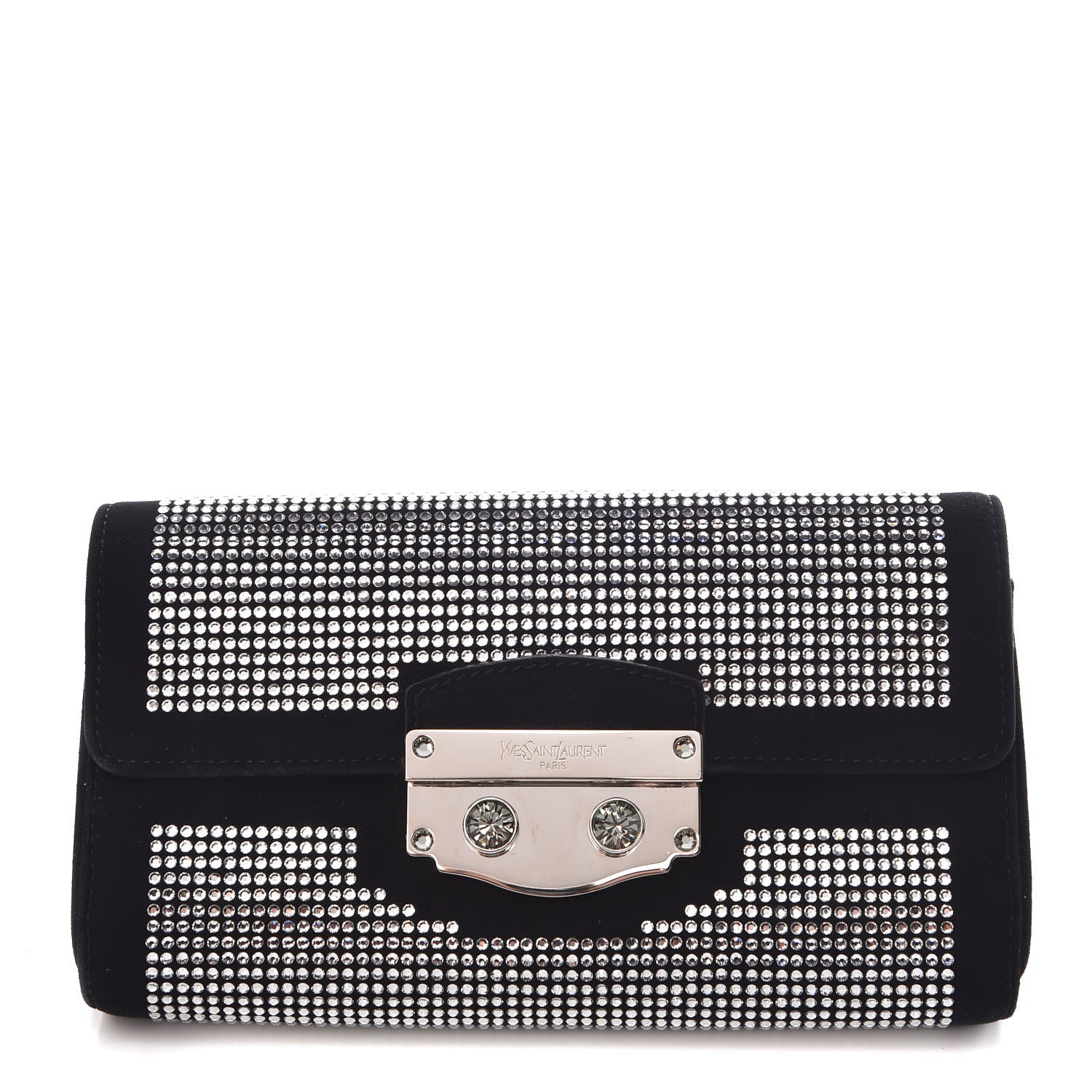 Saint Laurent Suede Crystal Clutch Black 1 of 9