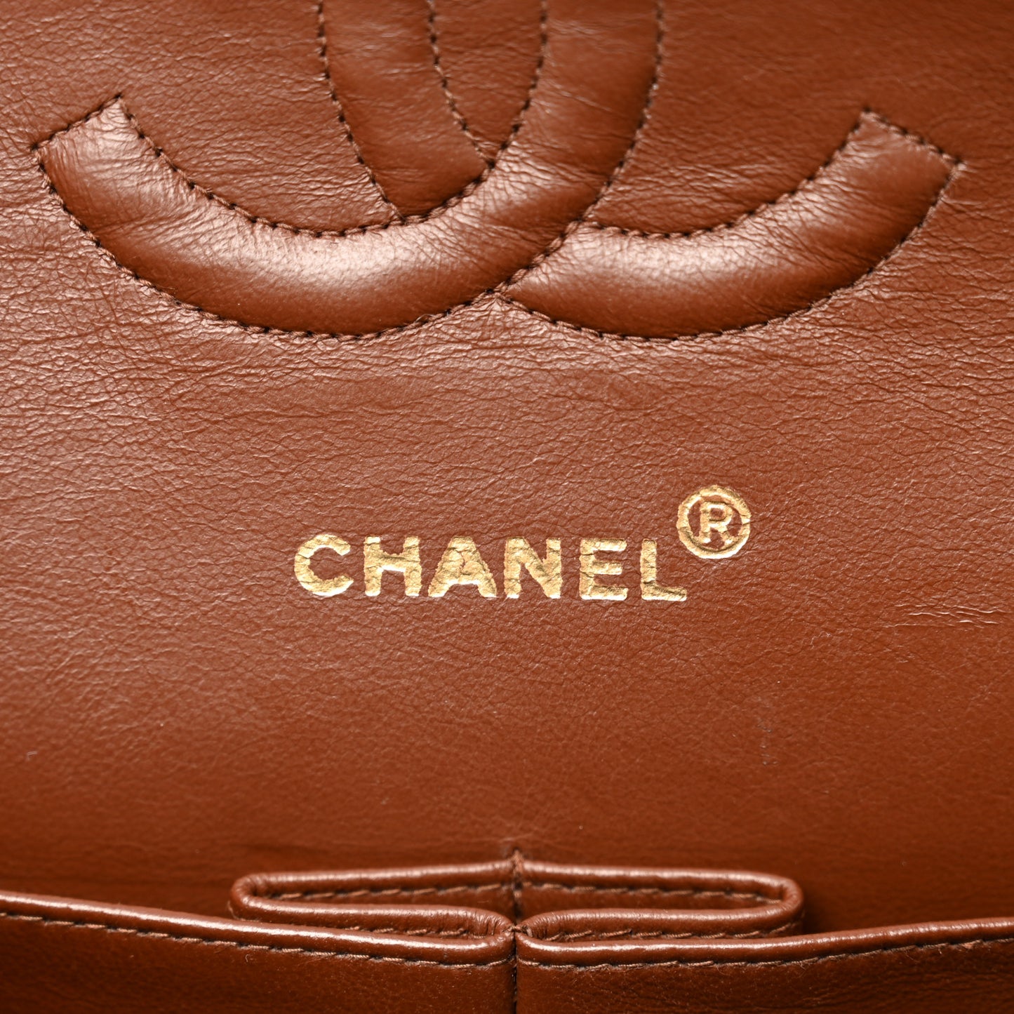 Lambskin Quilted Medium Double Flap Dark Brown