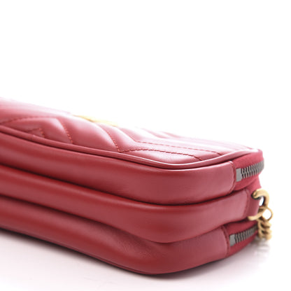 Gucci Calfskin Matelasse Mini GG Marmont Chain Crossbody Bag Hibiscus Red 8 of 9