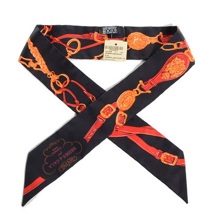 Hermes Silk Brides De Gala Twilly Noir Rouge Orange Vif 1 of 6