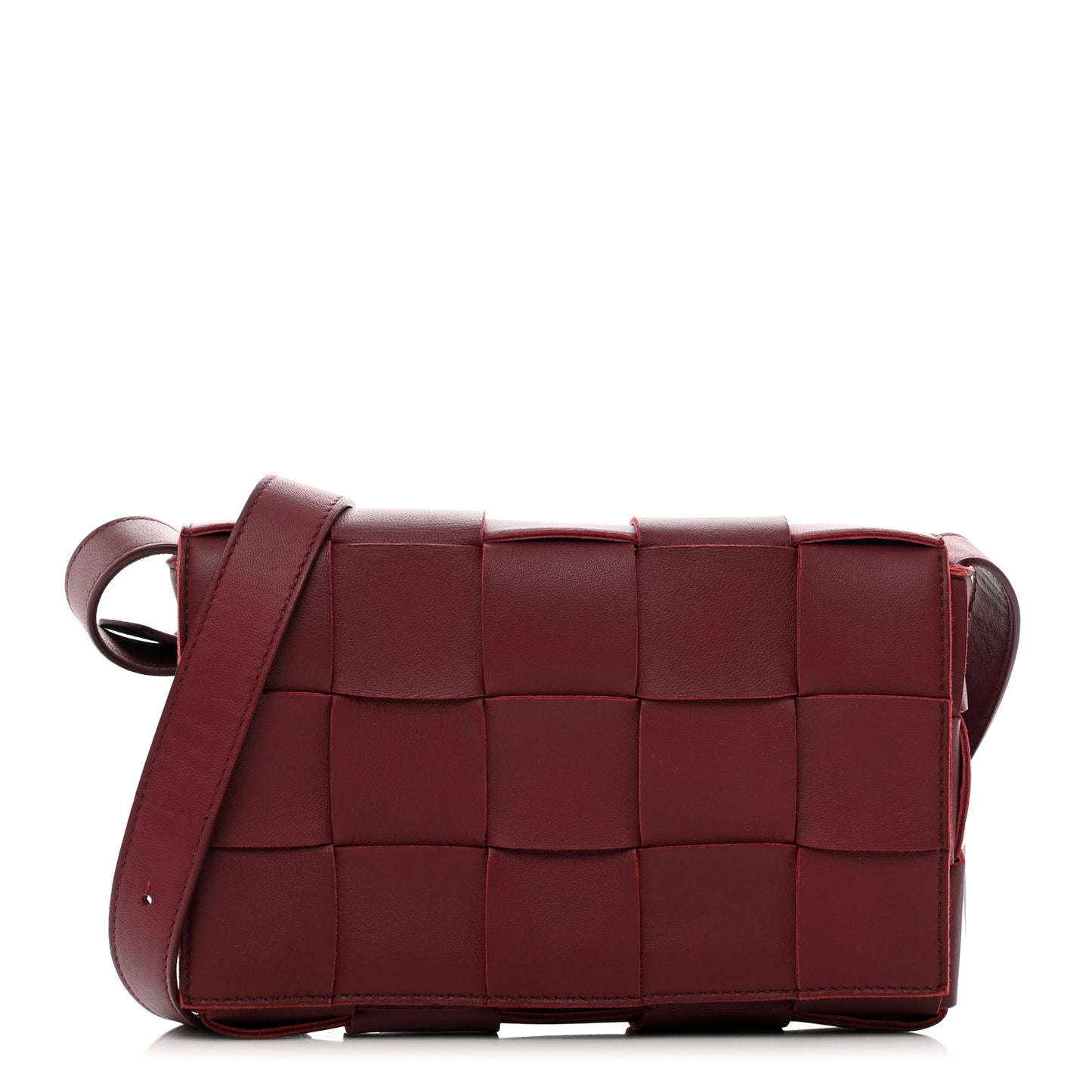 Lambskin Maxi Intrecciato Cassette Crossbody Bag Bordeaux