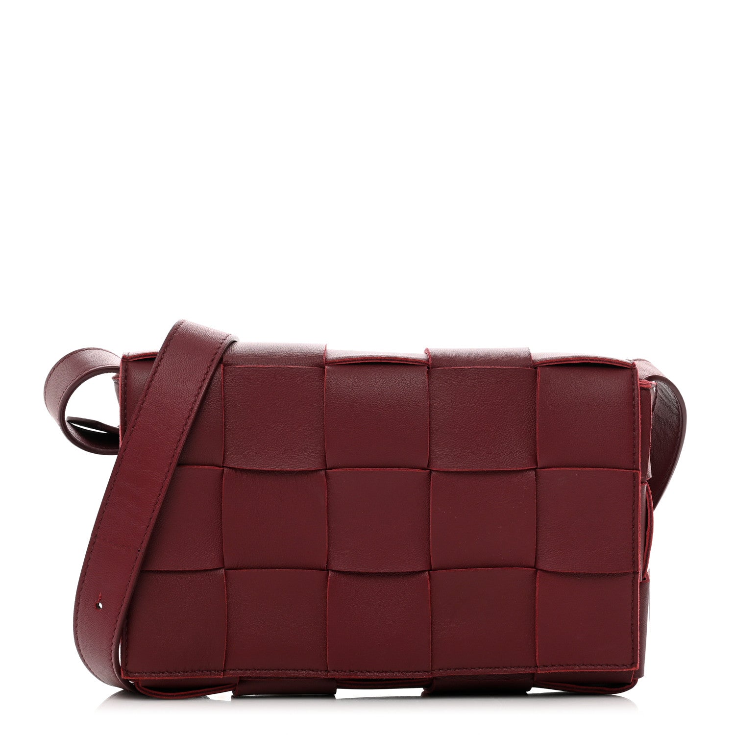 Bottega Veneta Lambskin Maxi Intrecciato Cassette Crossbody Bag Bordeaux 1 of 10
