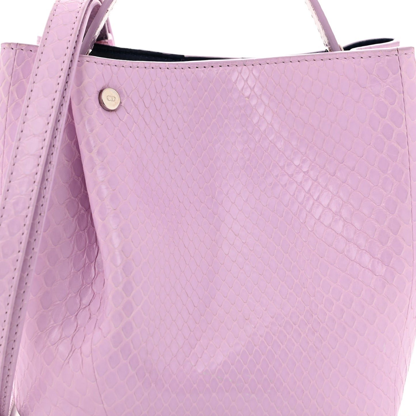 Snakeskin Small Diorific Bucket Bag Pink