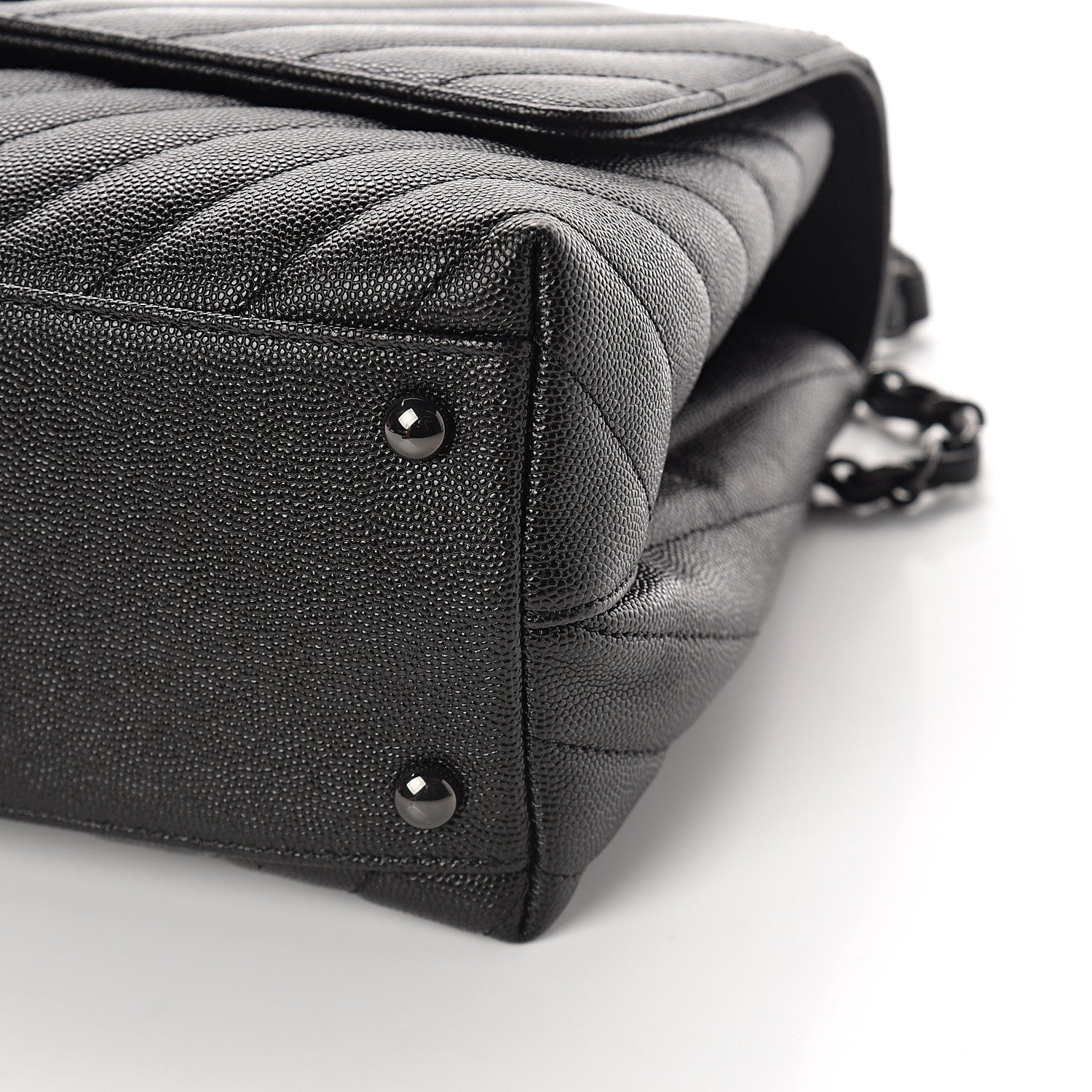 Chanel Caviar Chevron Quilted Small Coco Handle Flap So Black 8 of 9