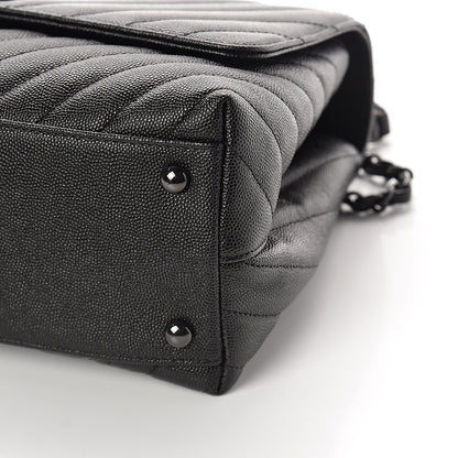 Chanel Caviar Chevron Quilted Small Coco Handle Flap So Black 8 of 9