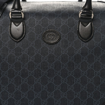 Gucci GG Supreme Monogram Azalea Calfskin Retro Interlocking G Large Duffle Bag Black Grey 7 of 11