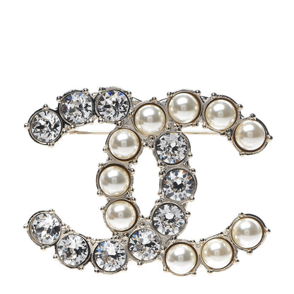 Chanel Crystal Pearl CC Dazzling Domino Brooch Gold 1 of 4