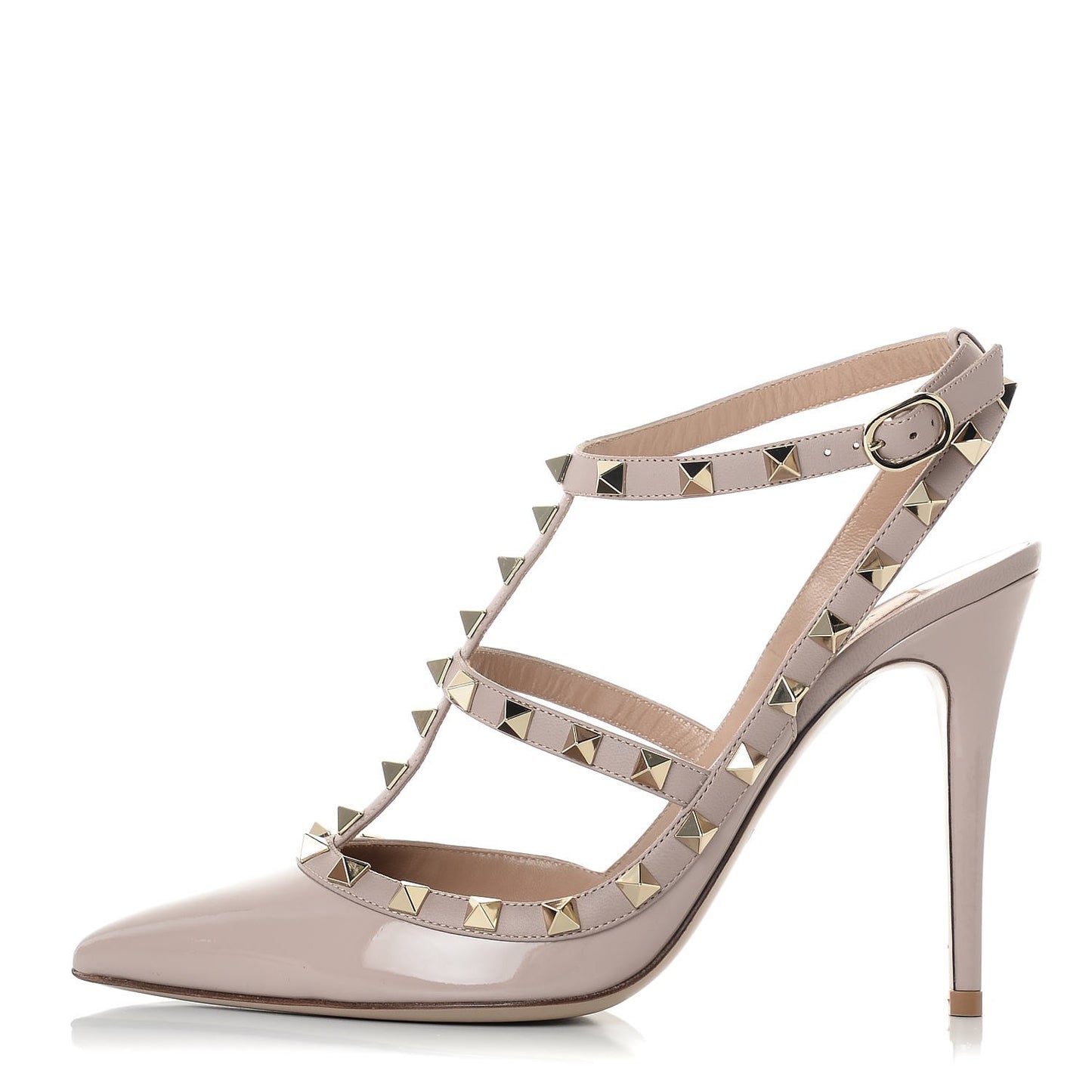 Patent Rockstud Ankle Strap Pumps 39 Poudre