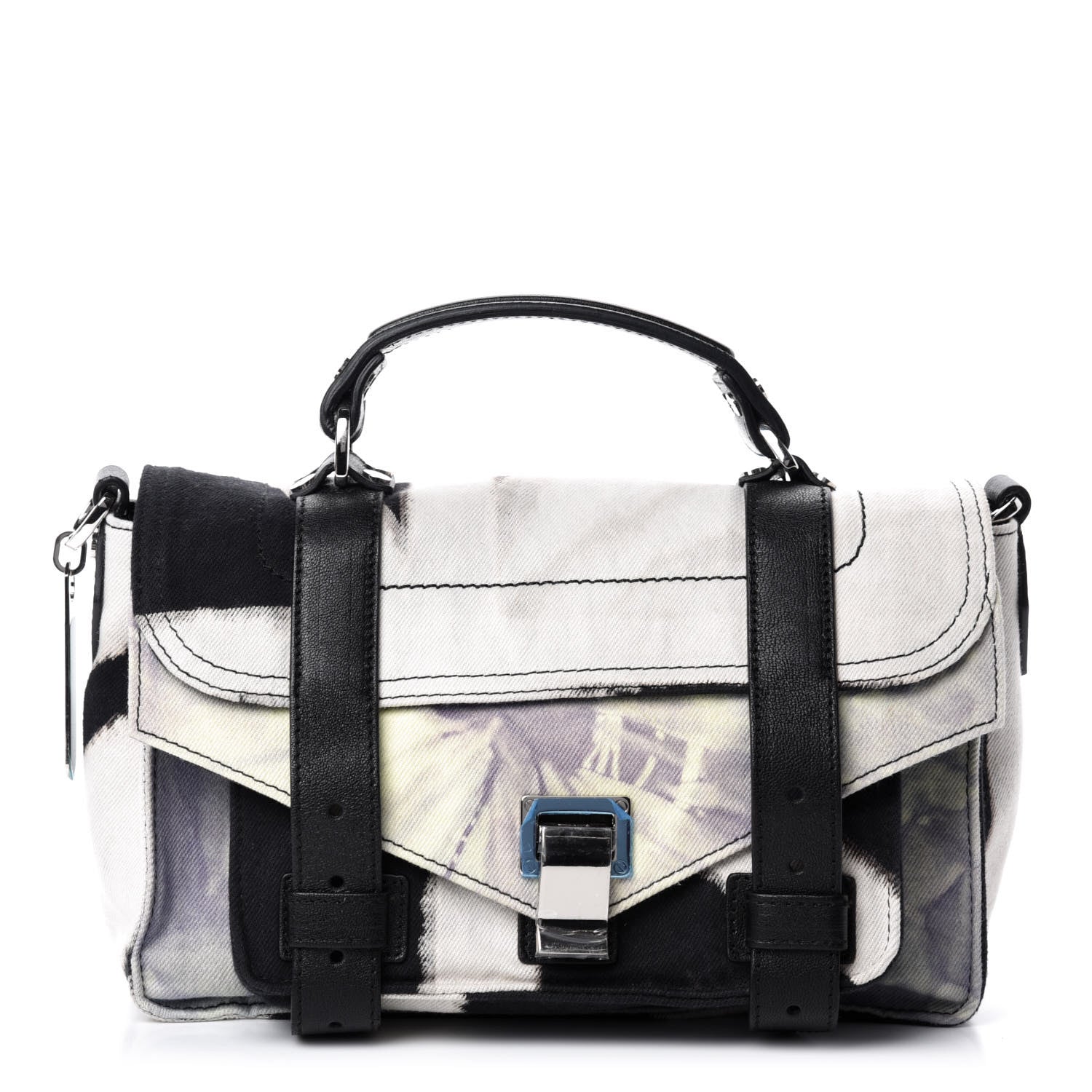 Proenza Schouler Canvas Tie Dye Tiny PS1 Satchel Black Lime 1 of 10