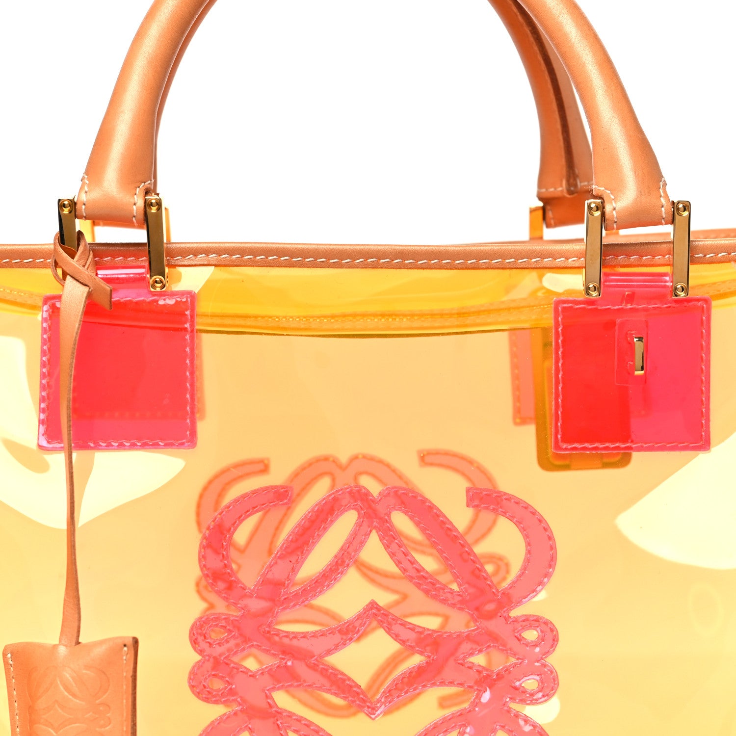 LOWEWE アマソナ36 クリアバッグ PVC オレンジピンク Loewe PVC Amazona 36 Orange Yellow Multicolor 1845205 – FASHIONPHILE