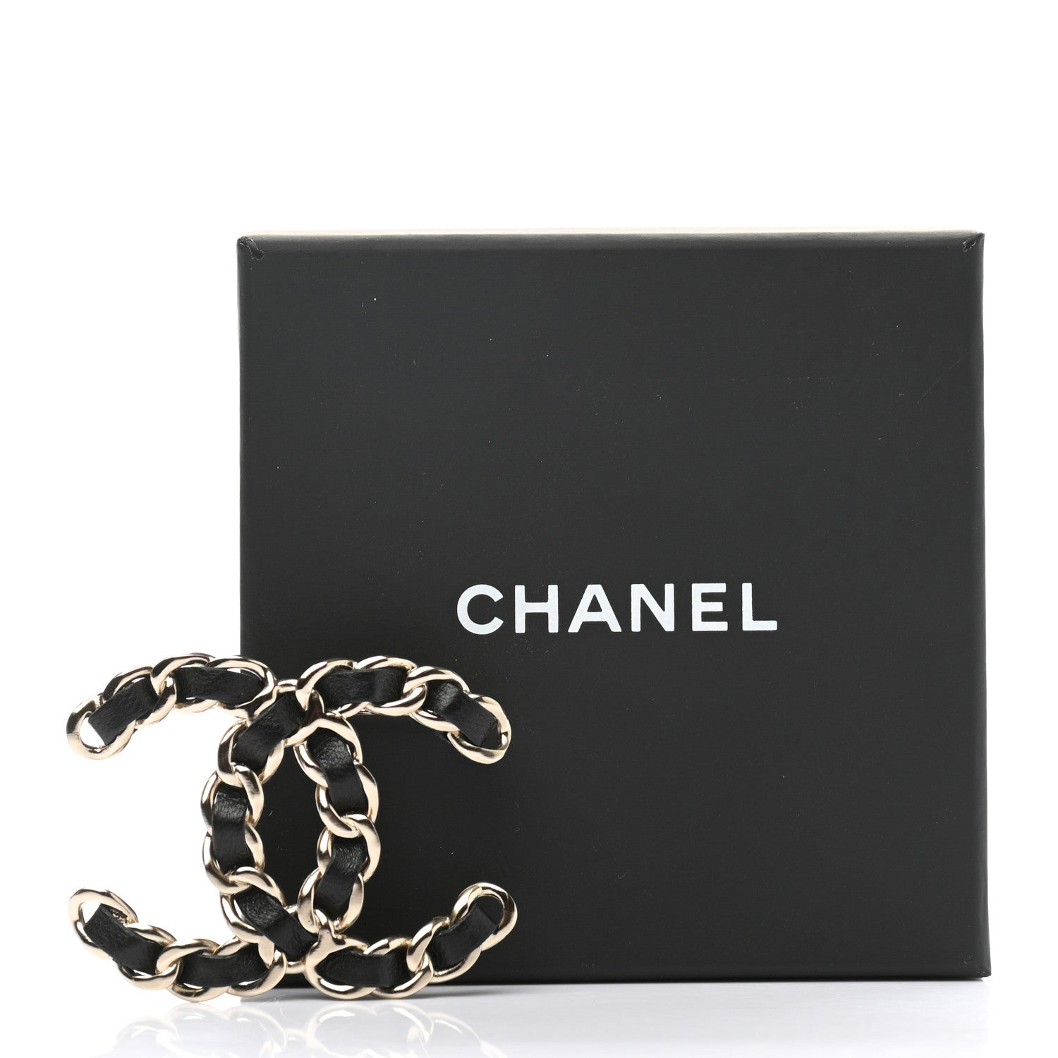 Chanel Lambskin Chain CC Brooch Black Gold 10 of 10