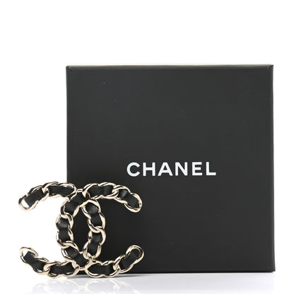 Chanel Lambskin Chain CC Brooch Black Gold 10 of 10