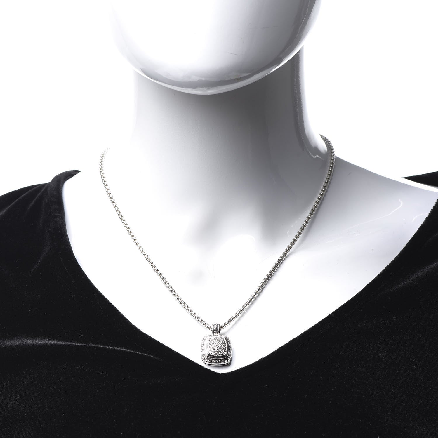 David Yurman Sterling Silver 14K Yellow Gold Diamond 11mm Albion Pendant Necklace 2 of 4