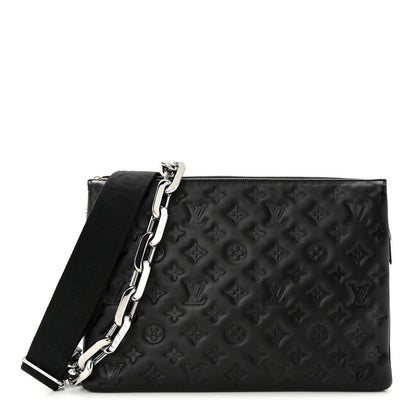 Louis Vuitton LOUIS VUITTON Lambskin Embossed Monogram Coussin MM Black 1 of 9