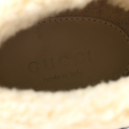 Gucci Wool Faux Shearling G Rhombus Womens Victor Ankle Boots 38 Beige Cocoa 7 of 7