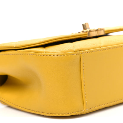 Chanel Lambskin Quilted Small Chain Infinity Top Handle Flap Yellow 8 of 9