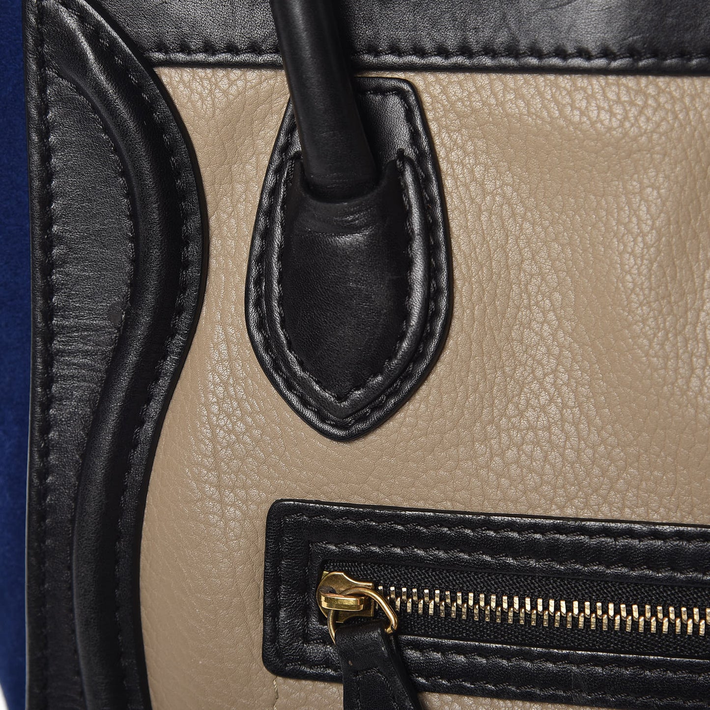 Smooth Drummed Calfskin Nano Tri-Color Luggage Beige
