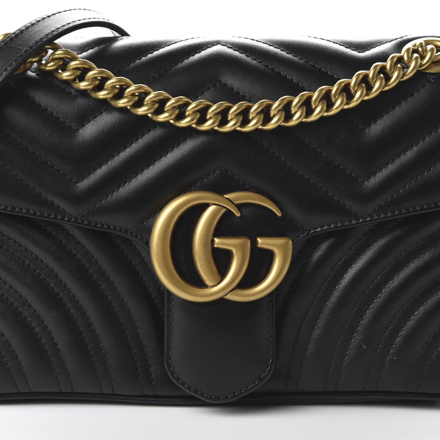 Calfskin Matelasse Small GG Marmont Shoulder Bag Black
