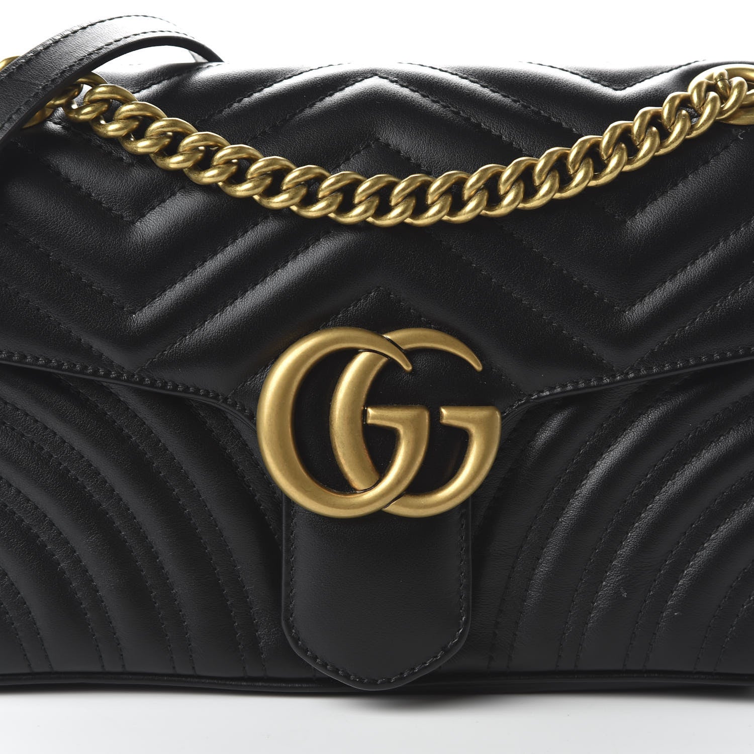 Gucci Calfskin Matelasse Small GG Marmont Shoulder Bag Black 11 of 12