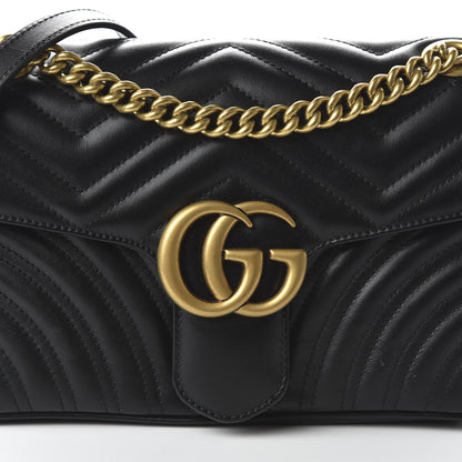 Gucci Calfskin Matelasse Small GG Marmont Shoulder Bag Black 11 of 12
