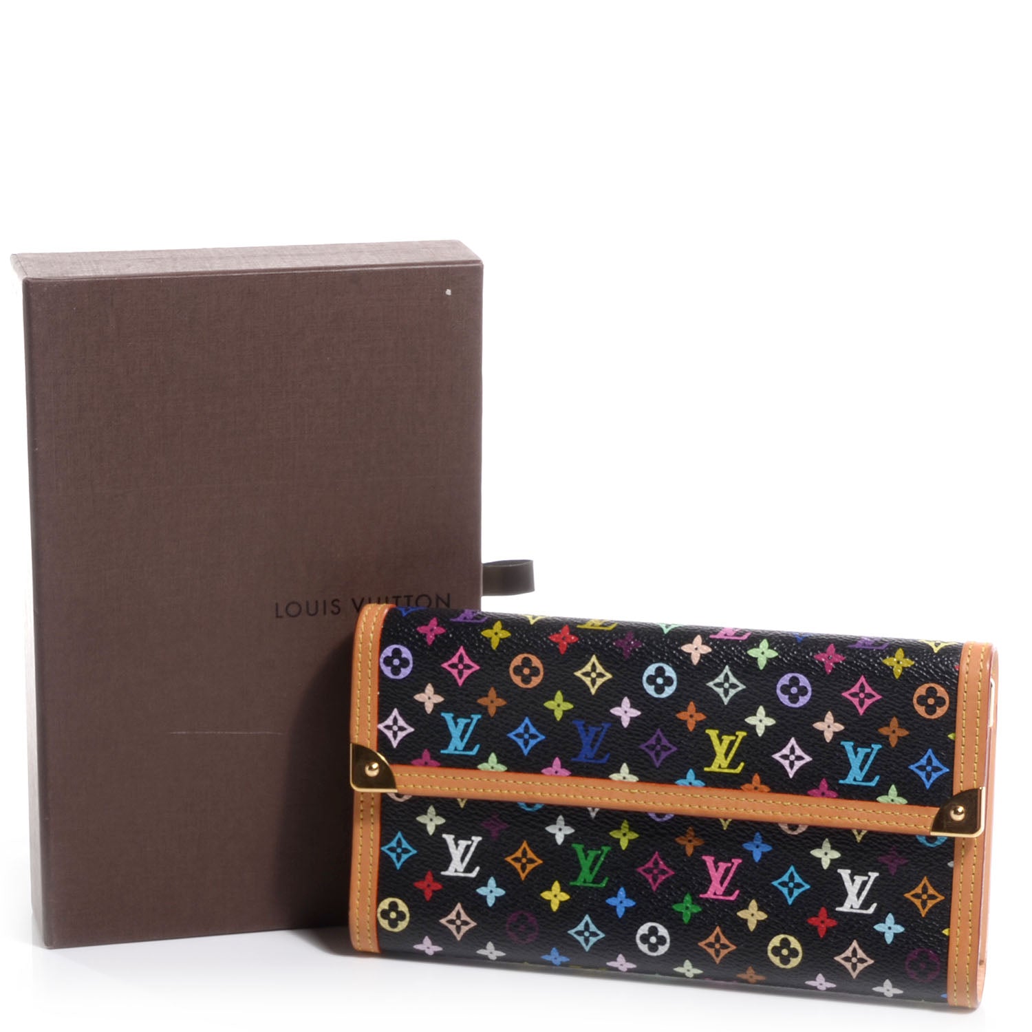 Louis Vuitton Monogram Multicolor Porte Tresor International Wallet Black 5 of 8