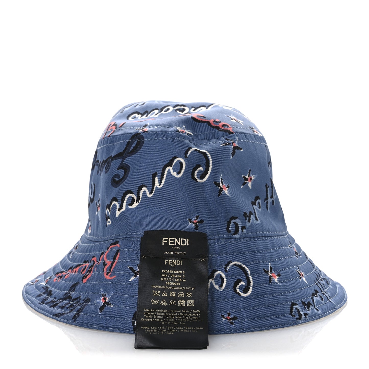 Silk Zodiac Reversible Bucket Hat S White Blue