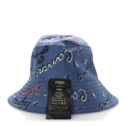Fendi Silk Zodiac Reversible Bucket Hat S White Blue 11 of 14