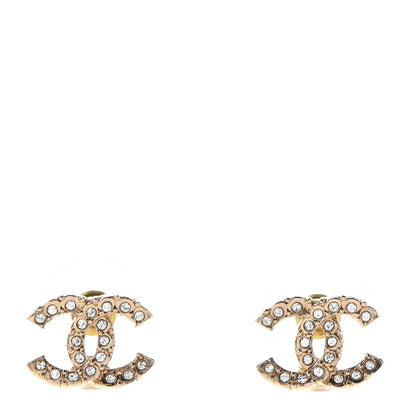 Chanel Crystal Studded CC Earrings Gold 1 of 4