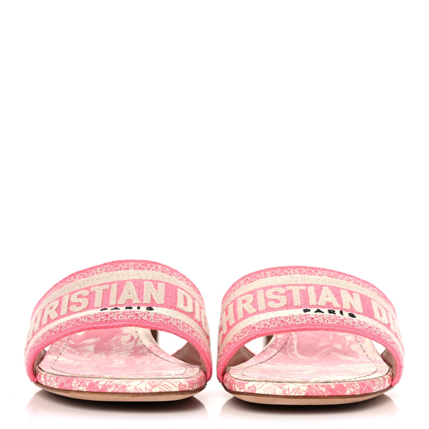 Christian Dior Cotton Toile de Jouy Embroidered Dway 55mm Slide Sandals 37 Off White Pink 2 of 9