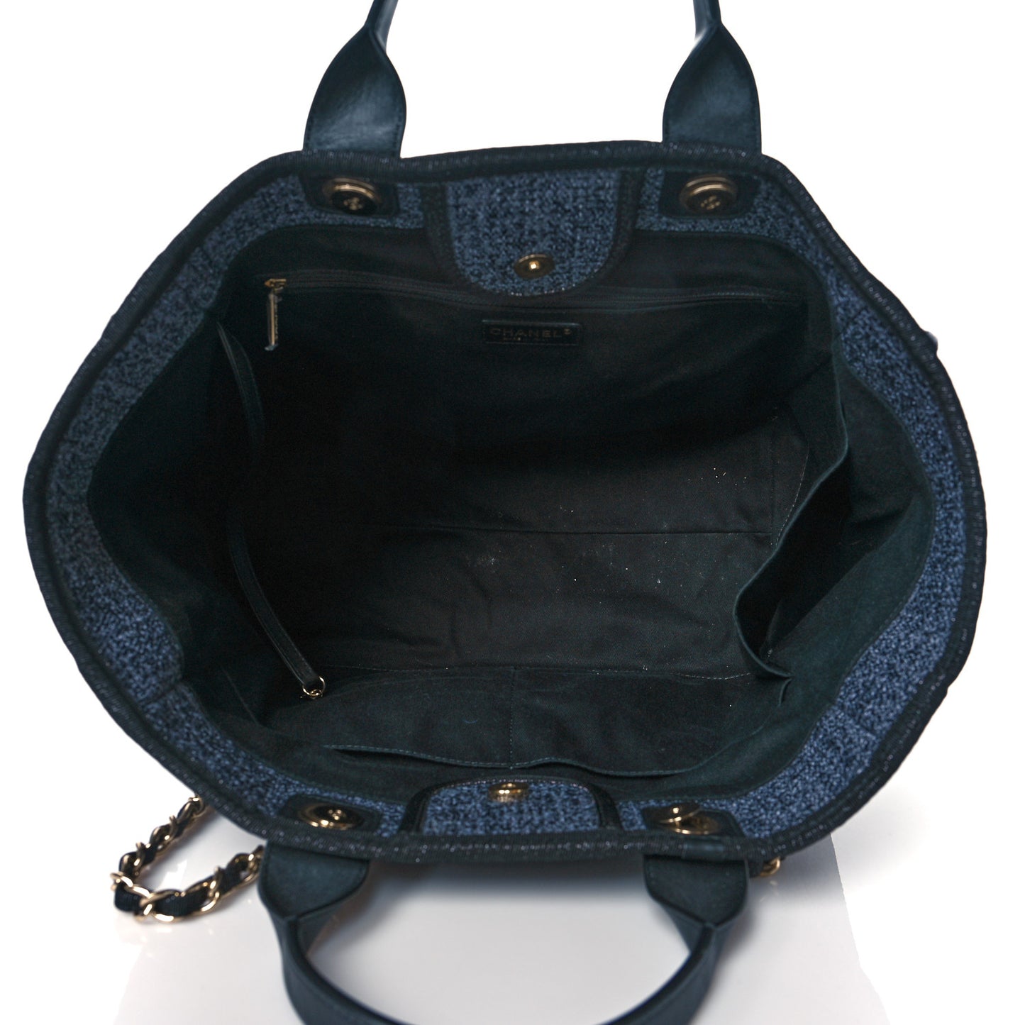 Lurex Boucle Medium Deauville Tote Blue