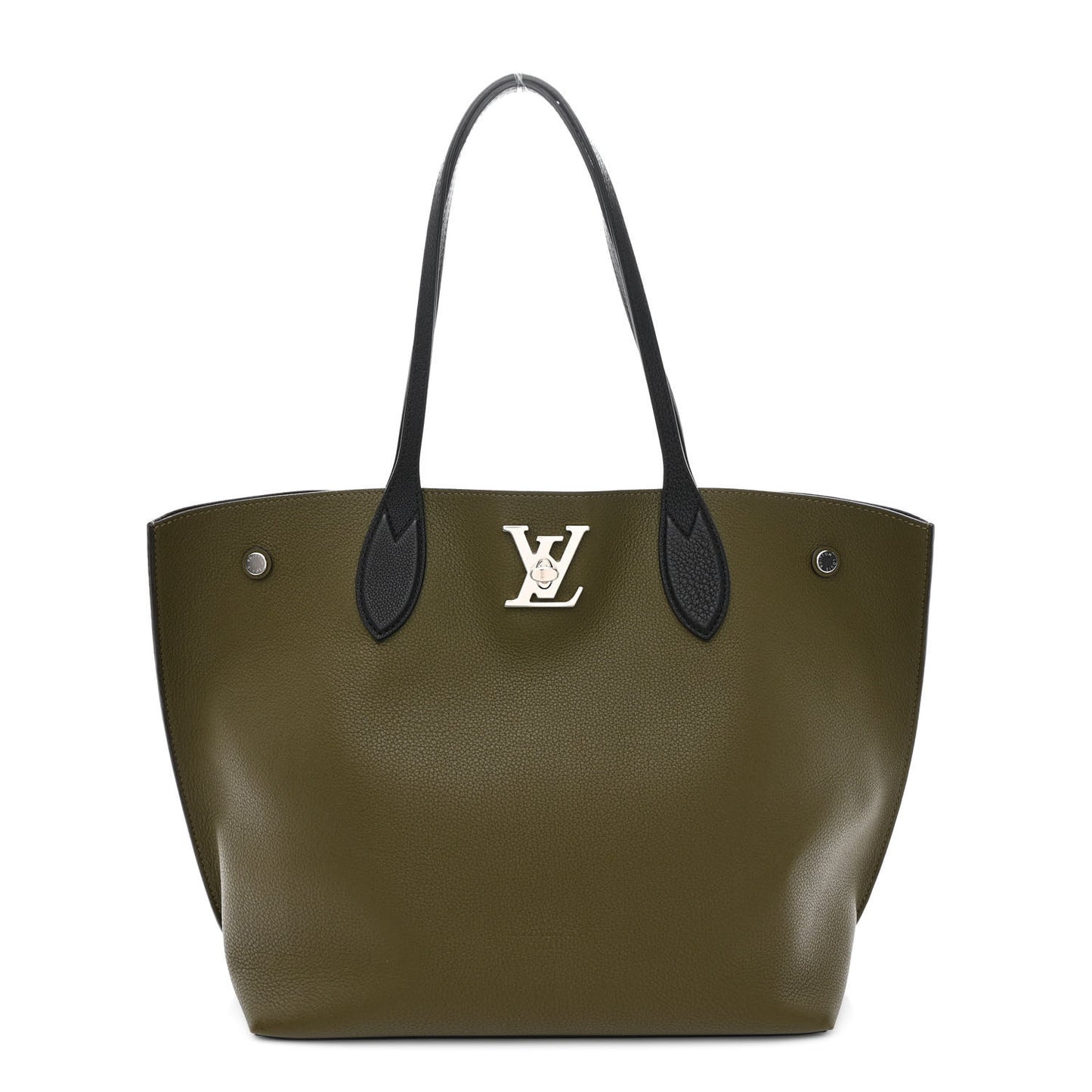 Calfskin Lockme Go Tote Green Toffee