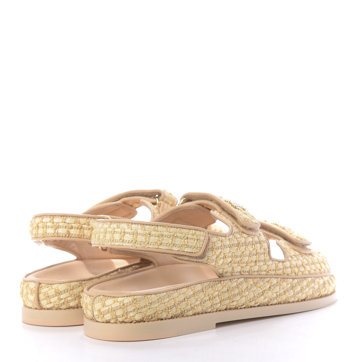 Chanel Braided Fabric Velcro Dad Sandals 41 Beige 4 of 11