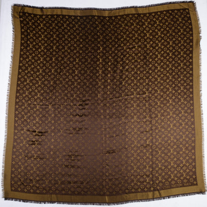 Louis Vuitton Silk Lurex Wool Monogram Shine Shawl Brown 3 of 5