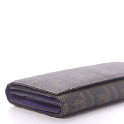 Fendi Zucca Spalmati Vitello Elite Continental Wallet Tobacco Viola 12 of 13