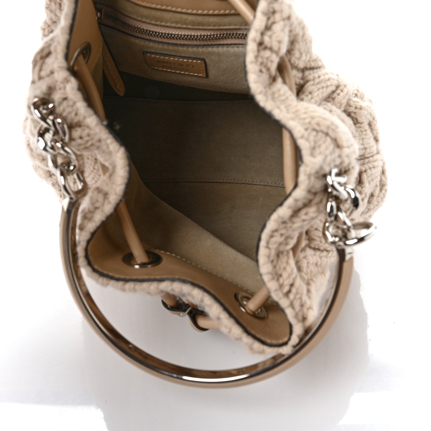 Woven Wool Bon Bon Bucket Bag Barley