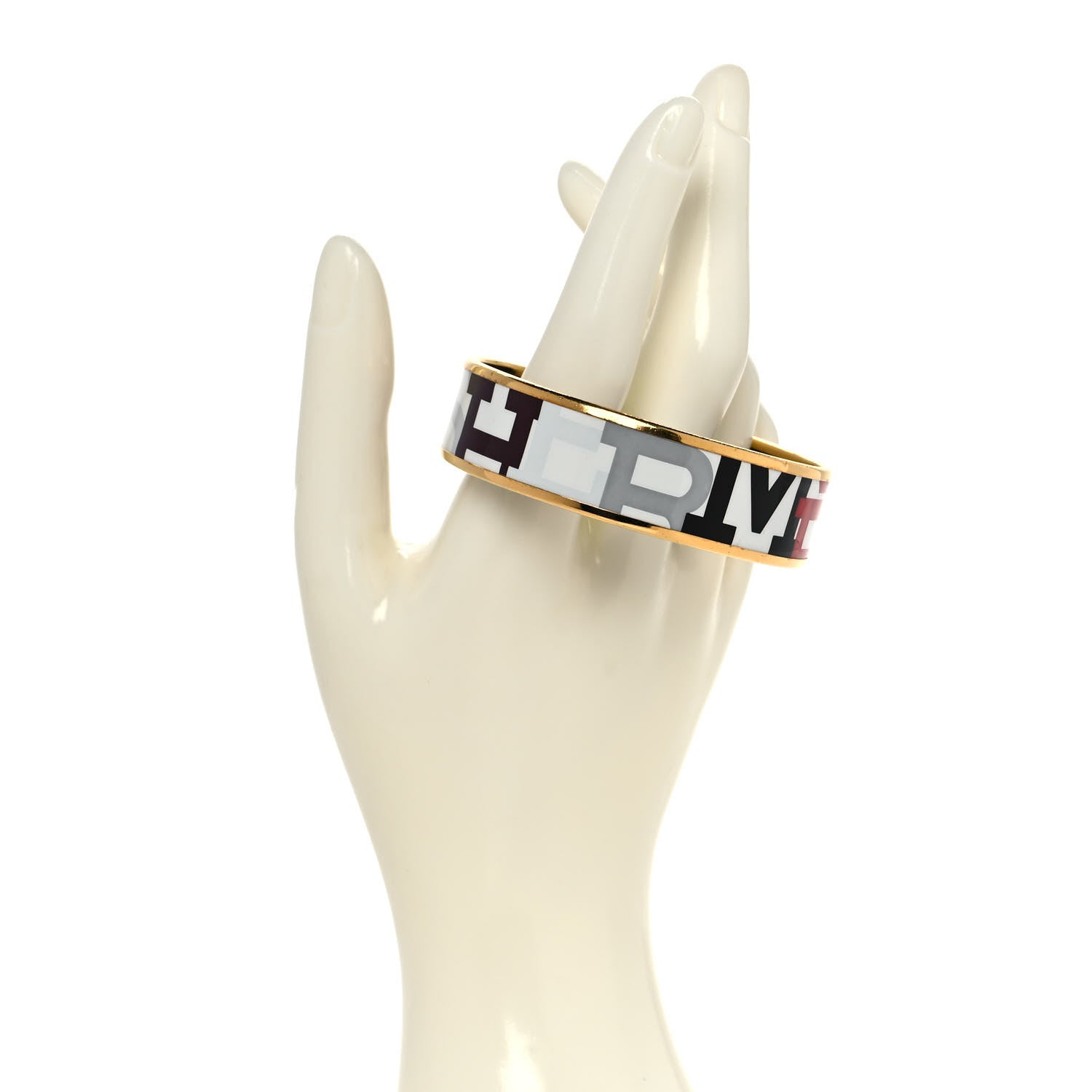 Hermes Enamel Wide Printed Capitales Bracelet 65 2 of 5