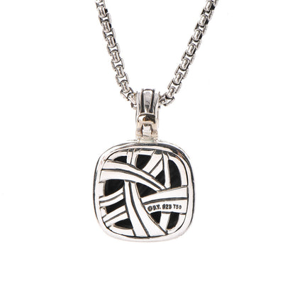 David Yurman Sterling Silver 18K Gold 21mm Carved Cable Enhancer Pendant Necklace 6 of 6