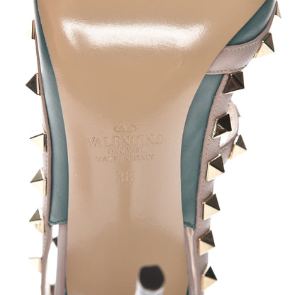 Valentino Garavani Calfskin Nappa Rockstud Ankle Strap 100mm Pumps 38 Giada Poudre 6 of 9