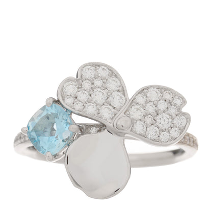 Tiffany Platinum Diamond Aquamarine Paper Flowers Ring 52 6 1 of 7