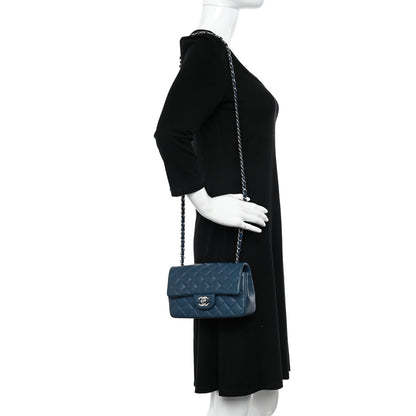 Chanel Lambskin Quilted Mini Rectangular Flap Dark Blue 2 of 10