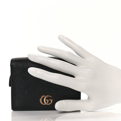 Gucci Pebbled Calfskin GG Marmont Card Case Black 2 of 9
