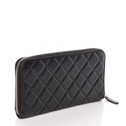 Chanel Lambskin Quilted Large Gusset Zip Around Wallet Black 3 of 12