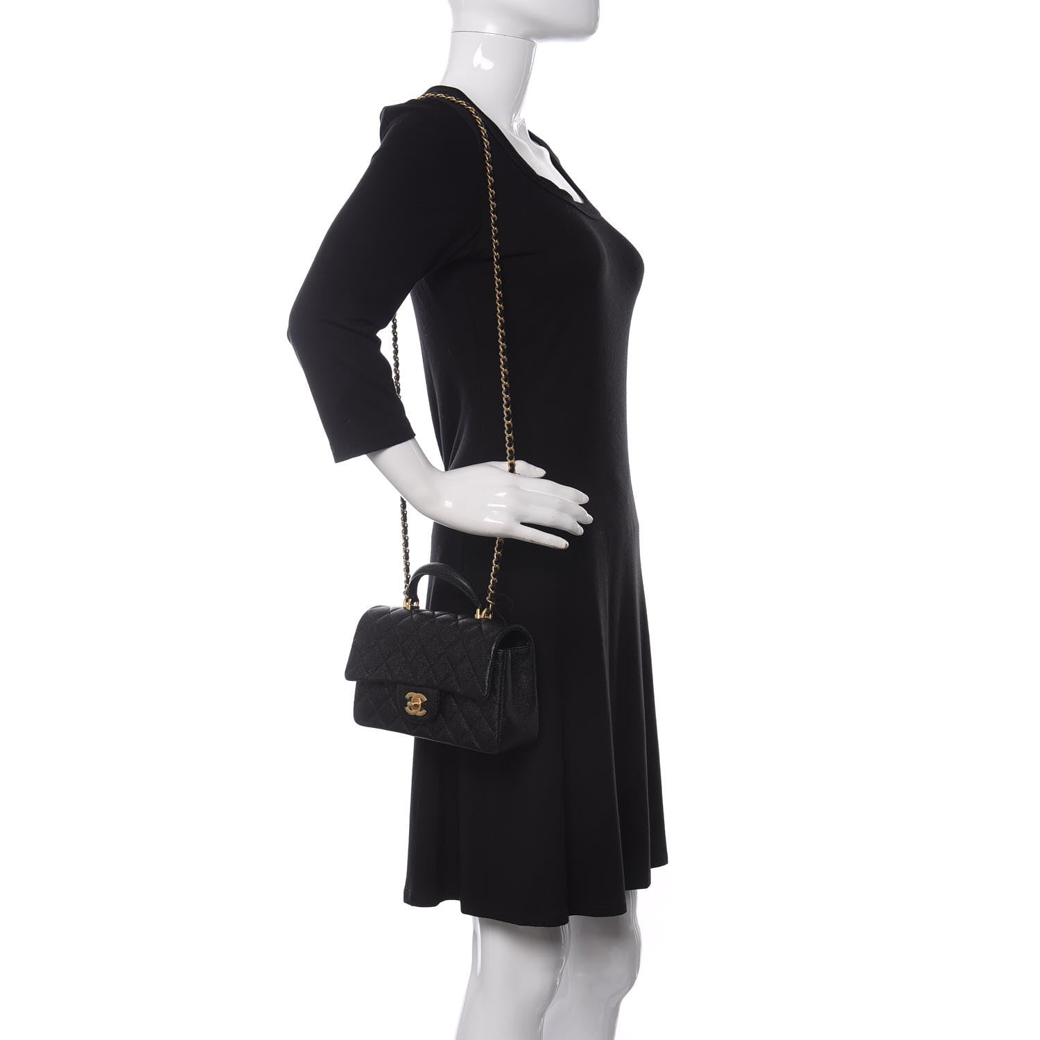 Chanel Caviar Quilted Mini Top Handle Rectangular Flap Black 2 of 11